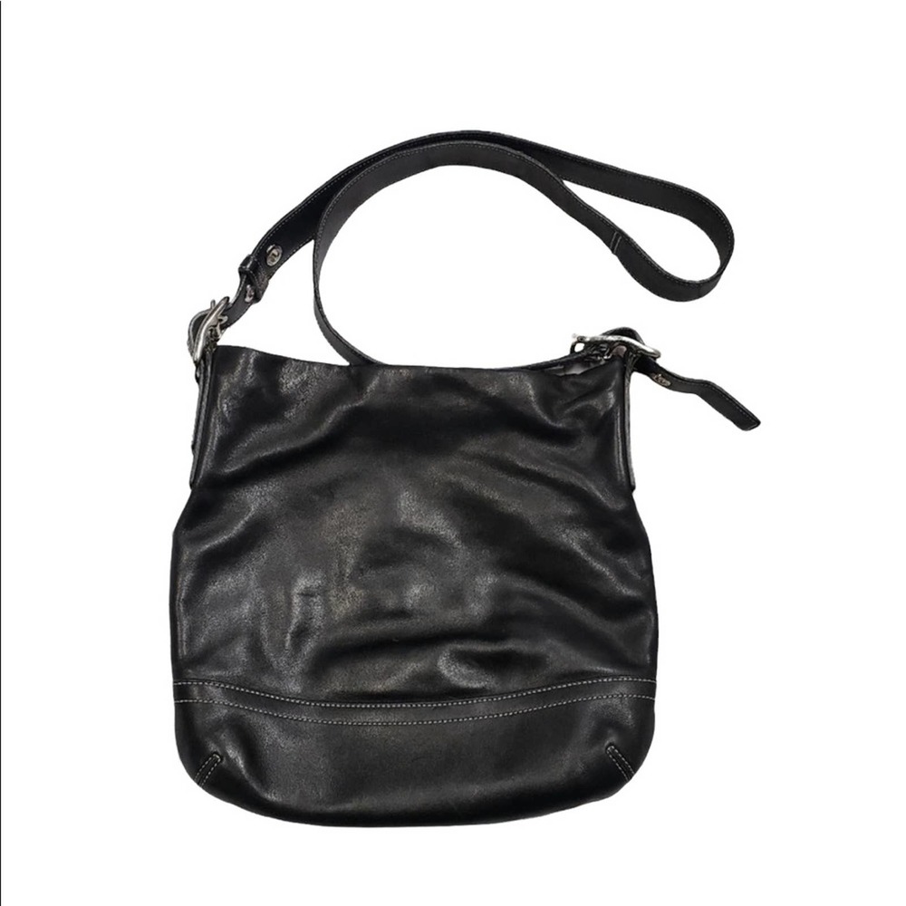 Coach black leather crossbody bag